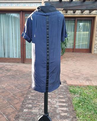 Abito vintage midi Prada in seta blue dettagli ner