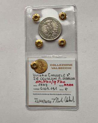 25 Centesimi 1902 Aquila Sabauda RARA qFDC