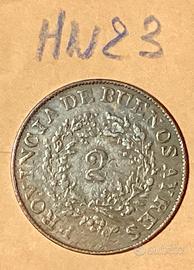 Moneta Argentina Buenos Aires - 2 Reales del 1853