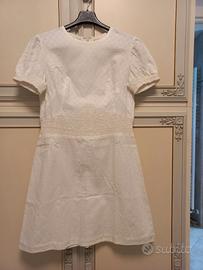 ABITO BIANCO BAMBINA RICAMATO A MANO PUNTO D'APE