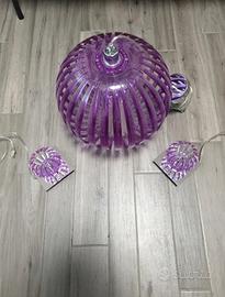 Trio luce lampadario + 2 abat jour lilla