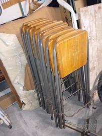 Lotto 8 Sedie Pieghevoli Vintage Anni '70 - Legno