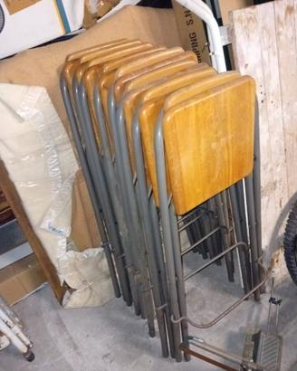Lotto 8 Sedie Pieghevoli Vintage Anni '70 - Legno