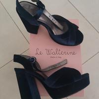 scarpe sandali velluto blu n 38  le valterine