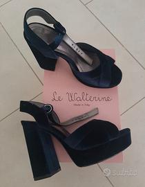 scarpe sandali velluto blu n 38  le valterine