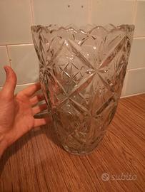 Vaso in vetro pressato art decò altezza 30 cm