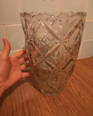 Vaso in vetro pressato art decò altezza 30 cm