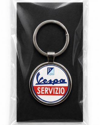 Portachiavi in acciaio tipo Vespa Service.