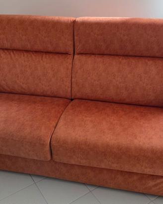 Divano letto 2 posti color arancio in tessuto