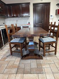 Legno Massello tavolo e 4 sedie