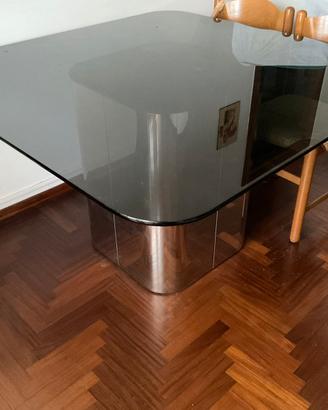 Tavolo pranzo design  vintage cristallo nero fumé
