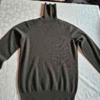 Maglione collo alto 100% cashmere M verde uomo