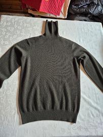 Maglione collo alto 100% cashmere M verde uomo