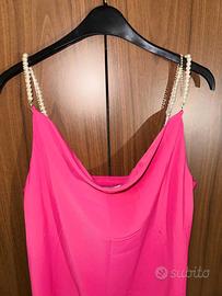 Abito Fucsia Pearl Straps & Spacco💖 Pink dress
