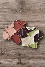 set 2 magliette a maniche corte con colori autunno