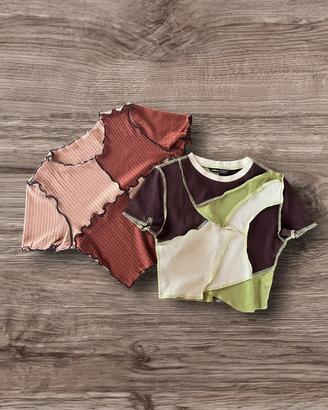 set 2 magliette a maniche corte con colori autunno