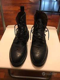 Scarponcini stringati in pelle Blu Notte Made Ital