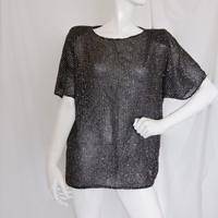 Maglietta nera con strass da discoteca anni 80