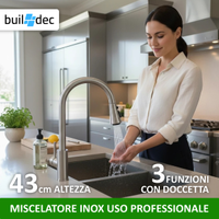 Buildec miscelatore lavello doccetta 3 getti inox