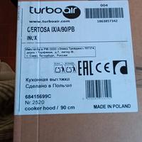 Cappa CucinaTurboair Certosa IX/A/90/PB