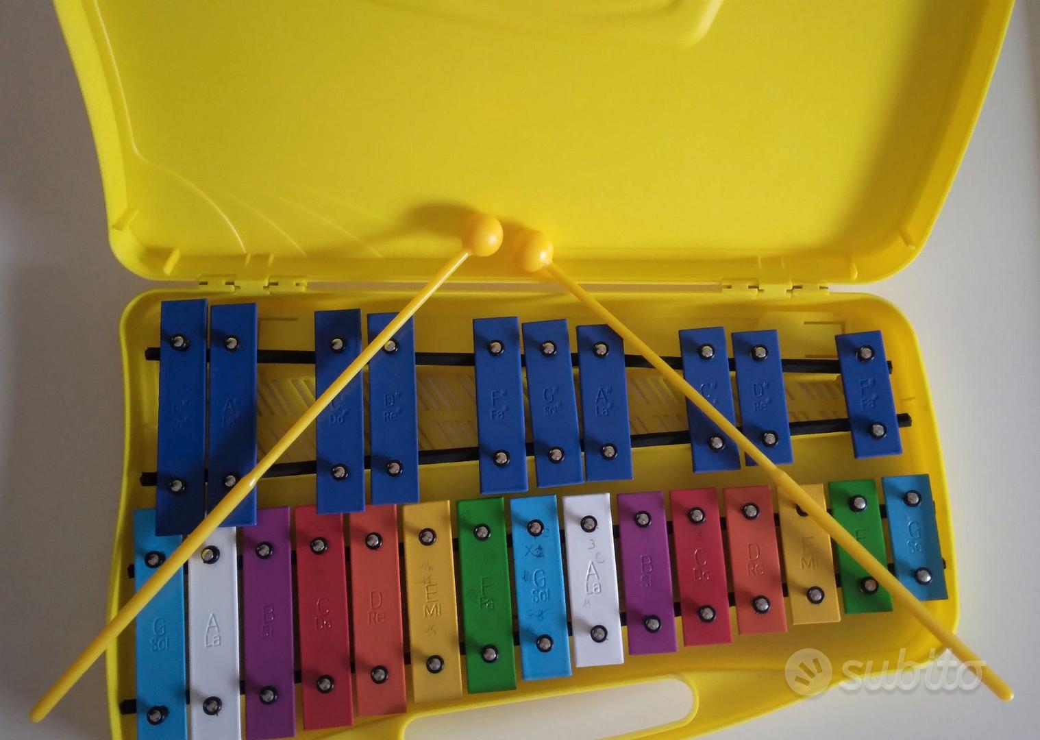 Xilofono 25 Tasti Per Bambini In Alluminio Colorati, Strumento Per Bambini Cromatico Glockenspiel Blu