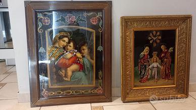 🕊️ Due Preziose Cromo-litografie Sacre su Vetro