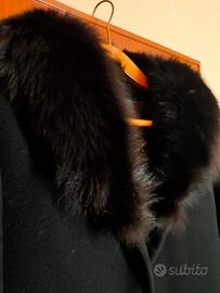 cappotto di panno con collo di pelliccia smontabil