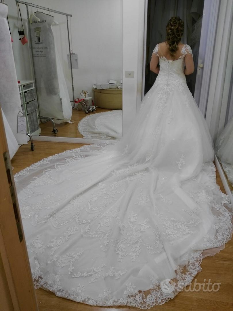 Missord Abo elegante da sposa bianco, con dettagli di perline e orlo