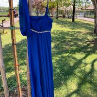 Abito cerimonia blu con brillanti