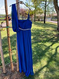 Abito cerimonia blu con brillanti