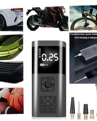 Compressore ricaricabile 2in1 lcd per auto moto