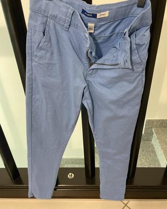 Pantaloni slim chino + cintura beige bambino