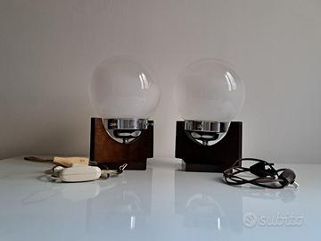 Coppia Lampade in Vetro Opalino di Murano, vintage