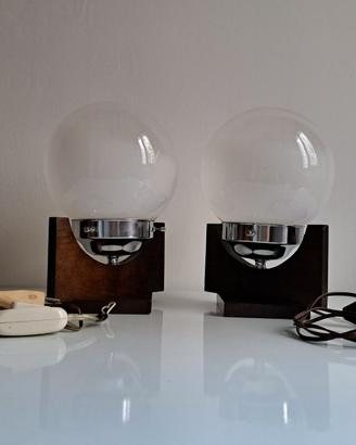 Coppia Lampade in Vetro Opalino di Murano, vintage