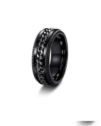 Anello Uomo Acciaio Inossidabile E Catena Nero