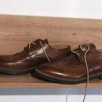 Scarpe Uomo Stringate Pelle Marrone Ricamo Inglese