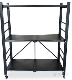 Carrello pieghevole con ruote e 3 ripiani