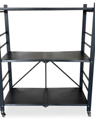 Carrello pieghevole con ruote e 3 ripiani