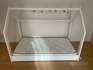 Lettino Montessori a casetta 160x80 + materasso