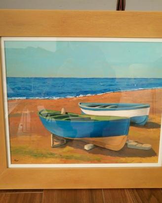 Quadro olio su tavola "due barche di Gianni Mileo