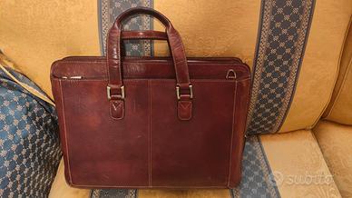 Borsa Valigia 24 ore porta PC vera pelle marrone