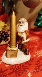 Babbo Natale di ceramica smaltata con candela