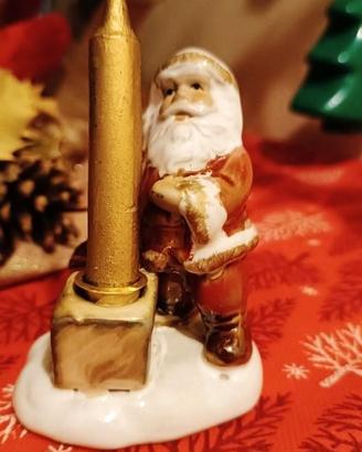 Babbo Natale di ceramica smaltata con candela