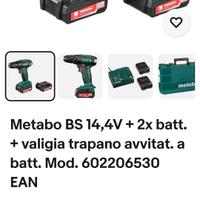 Trapano Avvitatore Metabo BS 14,4V con 2 batterie 