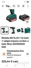 Trapano Avvitatore Metabo BS 14,4V con 2 batterie 