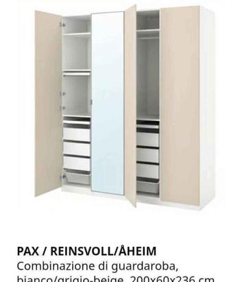 2 armadio  uno con ante a specchio 230hx100x60