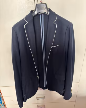Zara - Giacca blazer blu scuro con profili bianchi