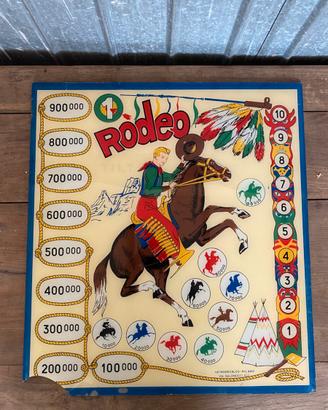 Vetro flipper Rodeo vintage originale backglass