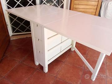 Tavolo a ribalta con cassetti bianco IKEA Norden