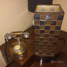 set vintage telefono + portaombrelli in ottone